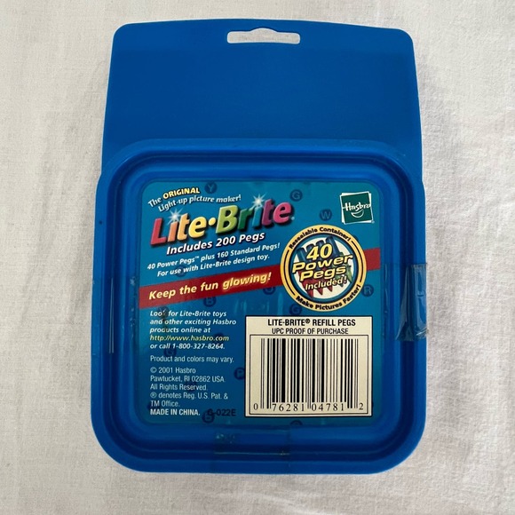 Vtg 2001 Hasbro Lite Brite Pegs 200 pc Replacement 40 Power Pegs  Classic Toy - Picture 4 of 4